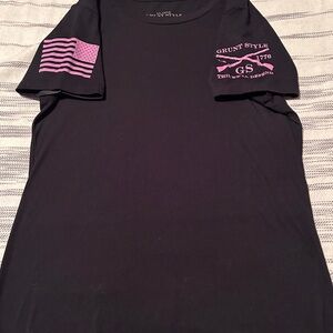 Grunt Style Black Tee with Pink Details